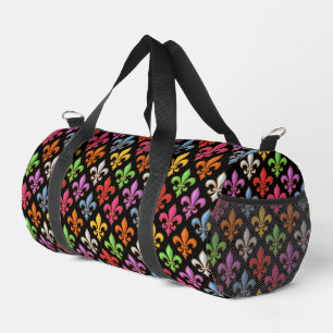 Bolso De Deporte Pequeño Flores Coloridas y Negras en forma de Fleur-de-lis