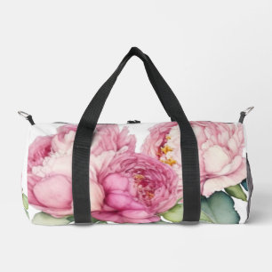 Bolso De Deporte Pequeño Flores de acuarela rosadas peonías rosadas rosas r