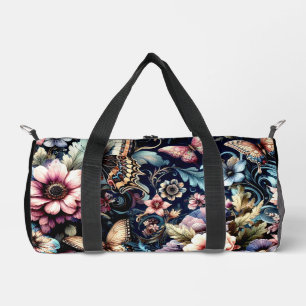 Bolso De Deporte Pequeño Flores de primavera y mariposas antiguas