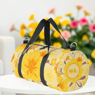 Bolso De Deporte Pequeño Flores florales amarillas florales de sol retro mo