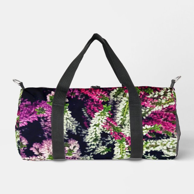 Bolso De Deporte Pequeño Flores moradas, rosas y blancas (Anverso)