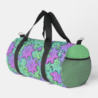 Bolso De Deporte Pequeño Flores moradas y verdes divertidas