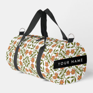 Bolso De Deporte Pequeño Flores Naranjas, Patrón Floral, Boho, Tu Nombre