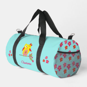 Bolso De Deporte Pequeño Flores rosa de búho graciosamente ricas y personal