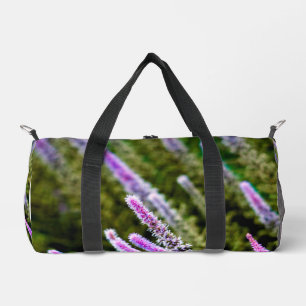 Bolso De Deporte Pequeño Flores salvajes moradas y verdes