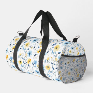 Bolso De Deporte Pequeño Flores silvestres acuarela azul amarillo