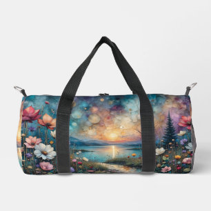 Bolso De Deporte Pequeño Flores silvestres coloridas en el borde del agua