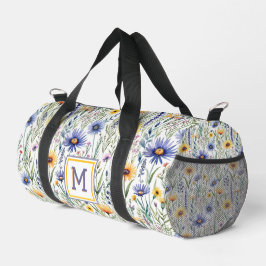 Bolso De Deporte Pequeño Flores silvestres de bonito Rustic Floral Monogram