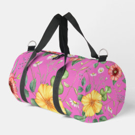 Bolso De Deporte Pequeño Flores silvestres de dibujo vintage / Chick, rosa