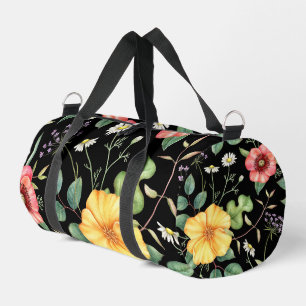 Bolso De Deporte Pequeño Flores silvestres de dibujo vintage / medianoche
