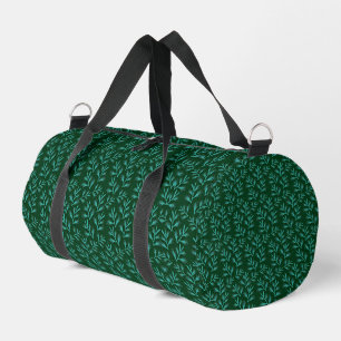 Bolso De Deporte Pequeño Fondo verde oscuro con hojas botánicas teal