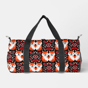 Bolso De Deporte Pequeño Fox Y Nature Arte Folclórico Nórdico