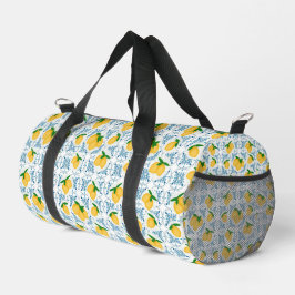 Bolso De Deporte Pequeño French Country Lemon Blue Tile Pattern 
