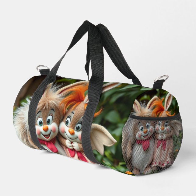 Bolso De Deporte Pequeño „Fröhliche Hasenfreunde im Frühlingsgarten“ (Esquina derecha)