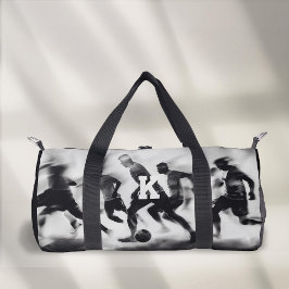 Bolso De Deporte Pequeño fútbol monogramado blanco y negro
