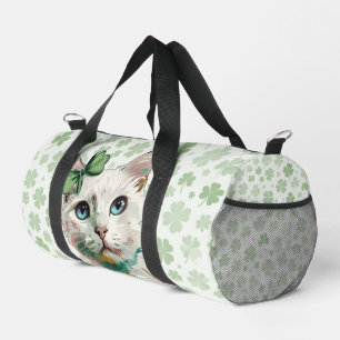 Bolso De Deporte Pequeño Gato de Shamrock con ojos azules