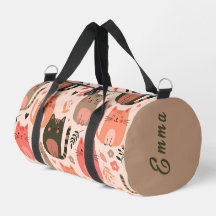 Gatos Lindos y Patrón Floral Monograma Personaliza