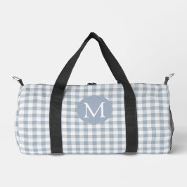 Bolso De Deporte Pequeño Gingham Costero Preppy Cuadros Azul Blanco Monogra