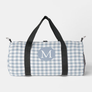 Bolso De Deporte Pequeño Gingham Costero Preppy Cuadros Azul Blanco Monogra