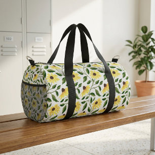 Bolso De Deporte Pequeño Girasol Acuarela Flor Silvestre Verde Amarillo