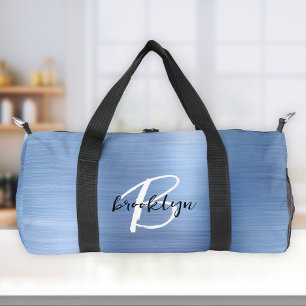 Bolso De Deporte Pequeño Glam Blue Metal Bruñido Monograma Negro Blanco 
