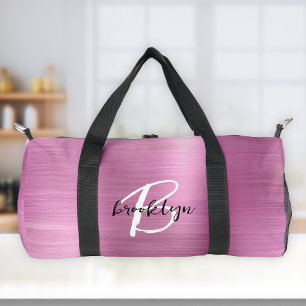 Bolso De Deporte Pequeño Glam Pink Metal Cepillado Monograma Blanco Negro 