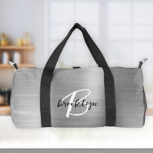 Bolso De Deporte Pequeño Glam Silver Metal Cepillado Monograma Negro Blanco