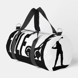 Bolso De Deporte Pequeño Golf, Clubes, Golfer, Blanco y Negro
