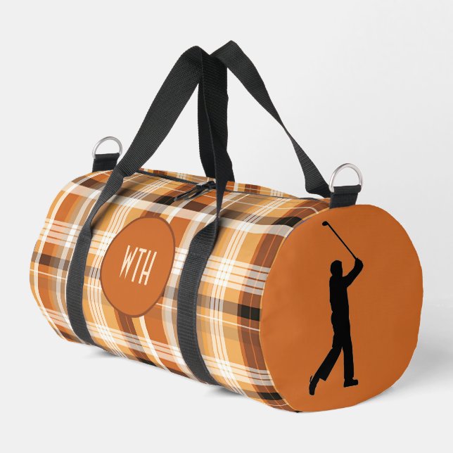 Bolso De Deporte Pequeño Golfer "Oro otoñal" Plaid Duffel Bag (Esquina izquierda)