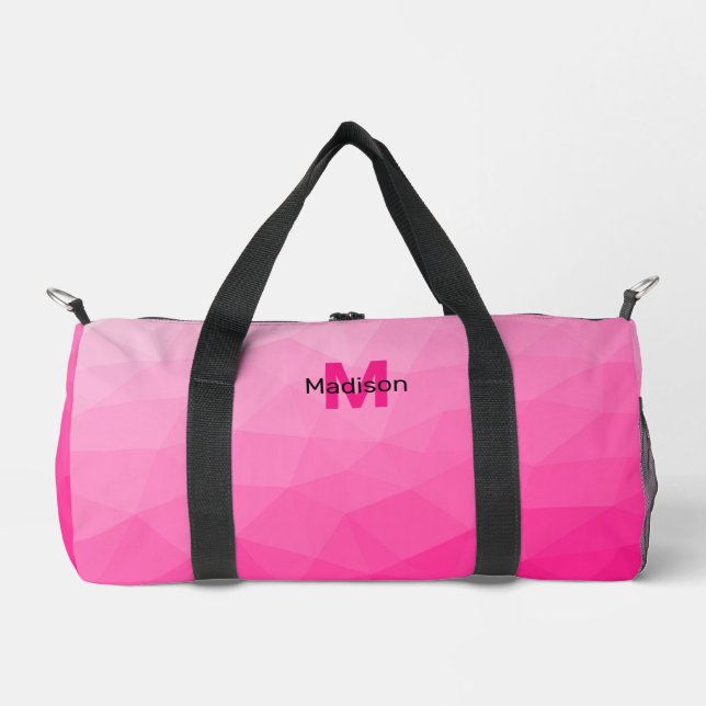 Bolso De Deporte Pequeño Gradiente rosa caliente patrón de malla geométrica (Anverso)