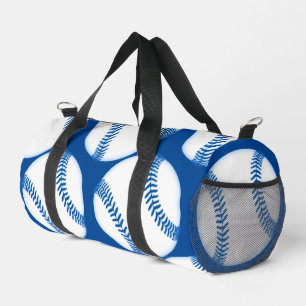 Bolso De Deporte Pequeño Gráficos de béisbol azul patrón tirabuzón