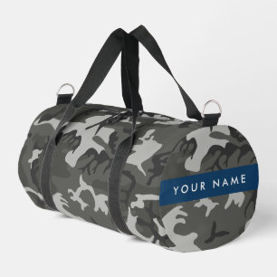 Bolso De Deporte Pequeño Gray Camouflage Pattern, Your name, Personalize