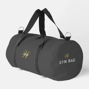 Bolso De Deporte Pequeño Gris personalizado negro Monograma Inicial Deporte