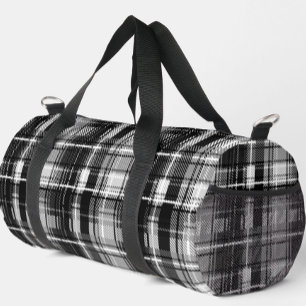Bolso De Deporte Pequeño Grunde Blanco Negro Flannel Tartán Diseño
