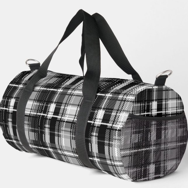 Bolso De Deporte Pequeño Grunde Blanco Negro Flannel Tartán Diseño (Subido por el creador)