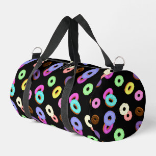 Bolso De Deporte Pequeño Guay divertido colorido donuts patrón negro