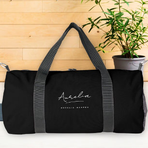Bolso De Deporte Pequeño Guión de Moda negro Minimalista moderno monograma