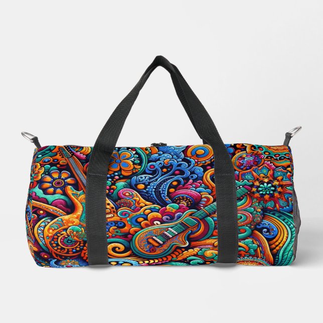 Bolso De Deporte Pequeño Guitarras de mandala batik (Anverso)