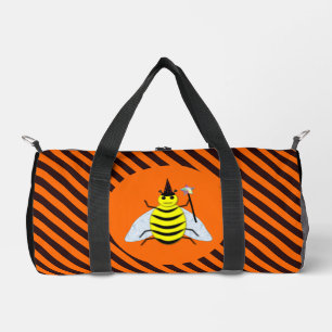 Bolso De Deporte Pequeño Halloween Magic Bee Witch naranja y Black Stripes