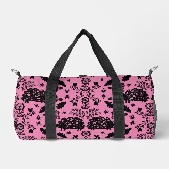 Bolso De Deporte Pequeño Hedgehog Folk Art (Anverso)