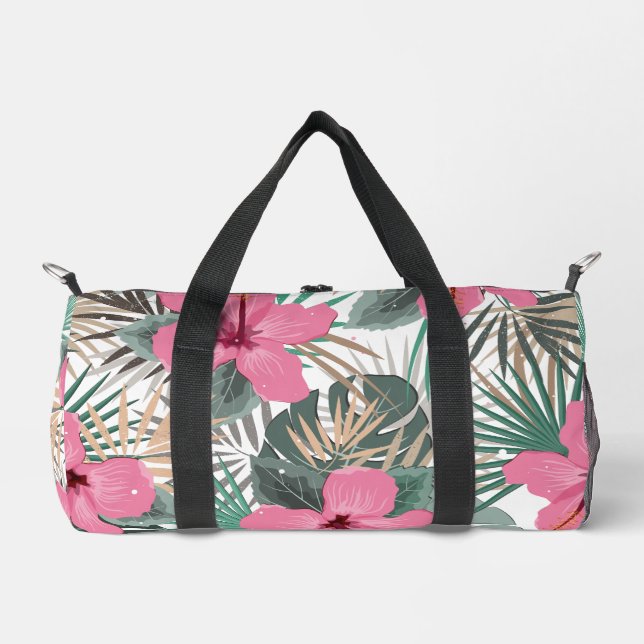 Bolso De Deporte Pequeño Hibiscus rosa de impresión tropical (Anverso)