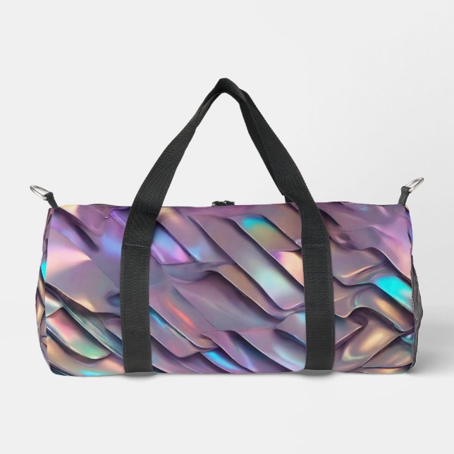 Bolso De Deporte Pequeño Hiridiscente futurista/holográfico abstracto (Anverso)