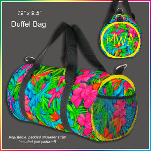 Bolso De Deporte Pequeño [Hojas tropicales] Monograma de impresión florísti