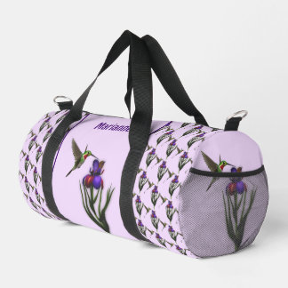 Bolso De Deporte Pequeño Hummingbird Y Iris Flower Personalizadas
