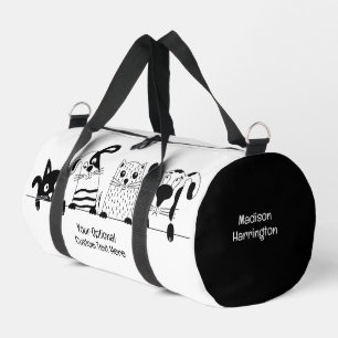 Bolso De Deporte Pequeño Ilustracion de Mascotas de texto y nombre personal