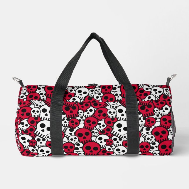 Bolso De Deporte Pequeño Impresión del patrón de cráneo gótico de cerezo (Anverso)