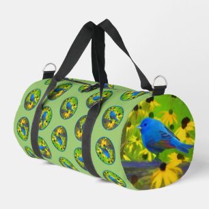 Bolso De Deporte Pequeño Indigo Bunting en la pintura de cercas arte origin