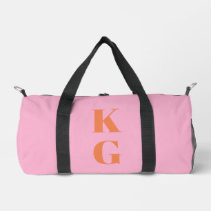 Bolso De Deporte Pequeño Iniciales de monograma de naranja rosa personaliza