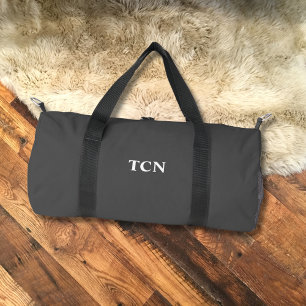 Bolso De Deporte Pequeño Iniciales de monograma nombre gris blanco