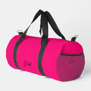Bolso De Deporte Pequeño Iniciales de nombre de color sólido rosa neón fluo